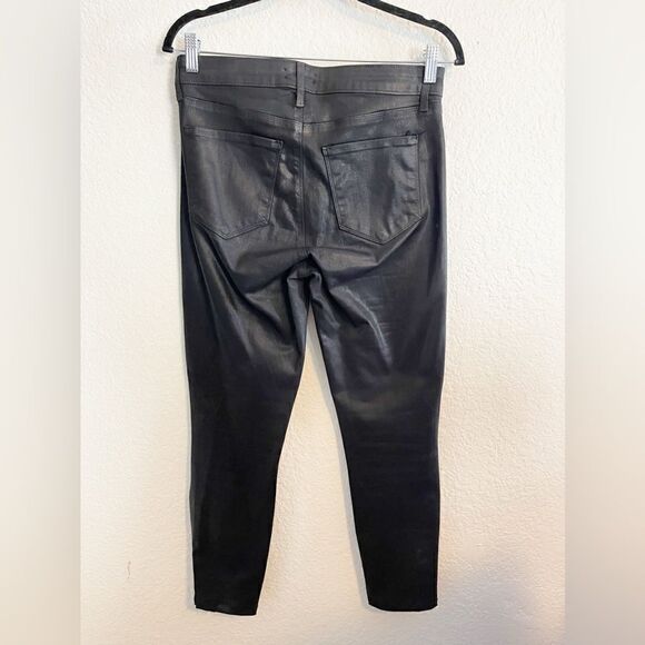 L'AGENCE Piper high-rise coated faux leather look skinny jeans button detail. 28 - Picture 6 of 10